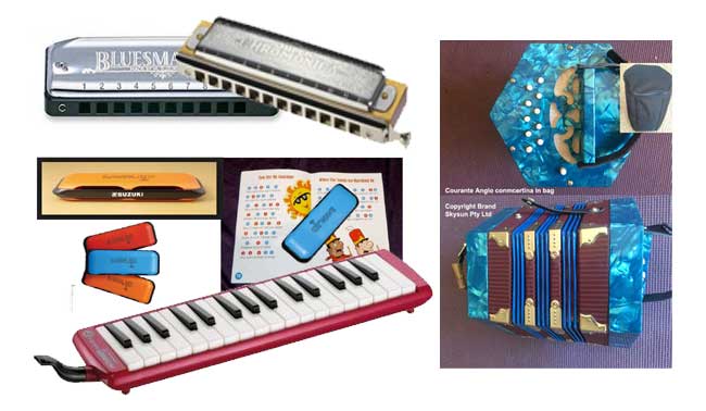 Musical Instruments-  Harmonicas Concertinas Melodicas and Piano